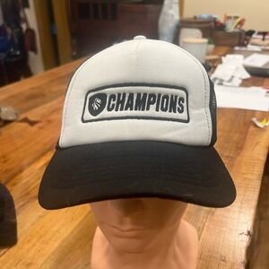 Source Unknown White and Black 'Champions' Mesh Trucker Hat
